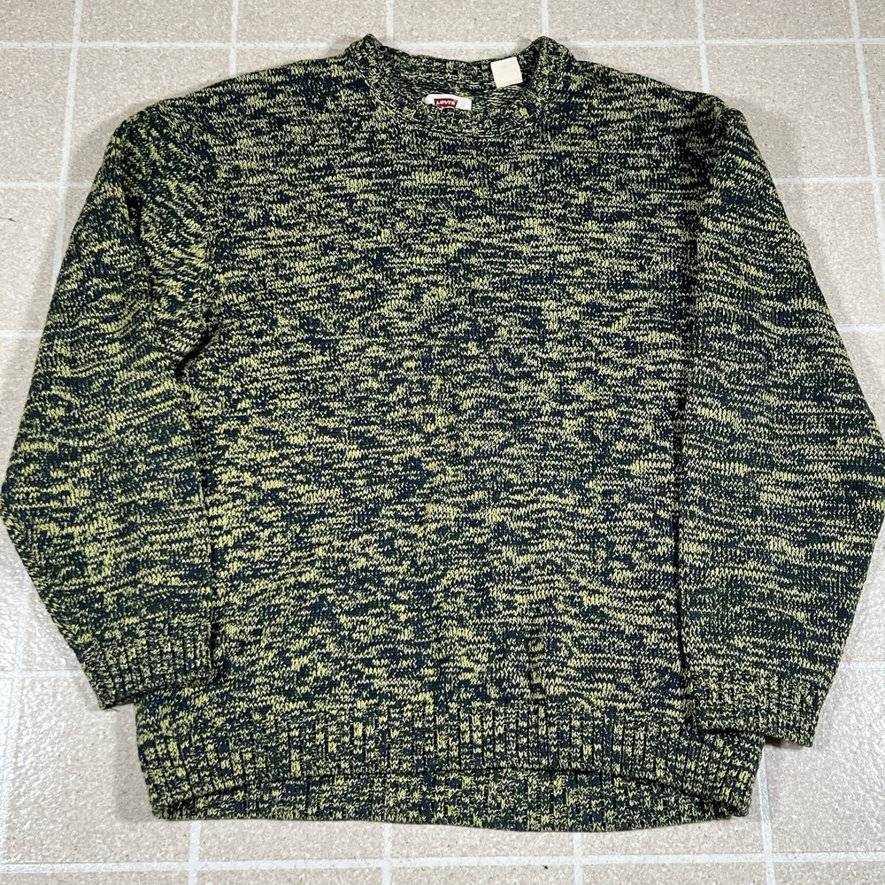 Levi's Knit Pullover Sweatshirt Crewneck Relaxed Fit Size Medium Yellow Blue